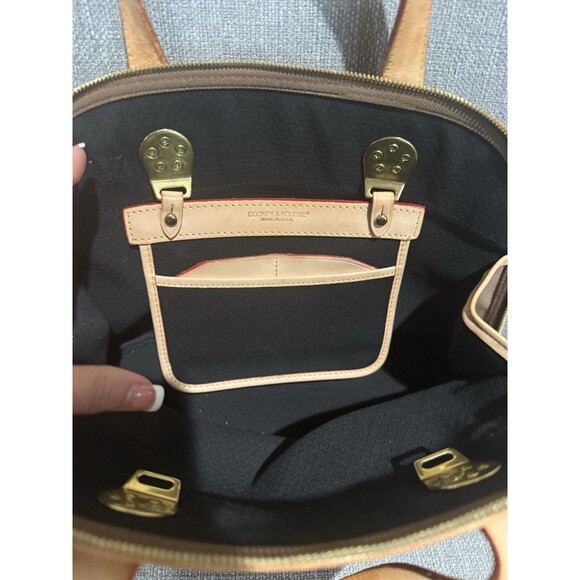 Dooney & Bourke Canvas/Leather Cabriolet Dome Satchel Bag  Taupe/Tan - Picture 13 of 16